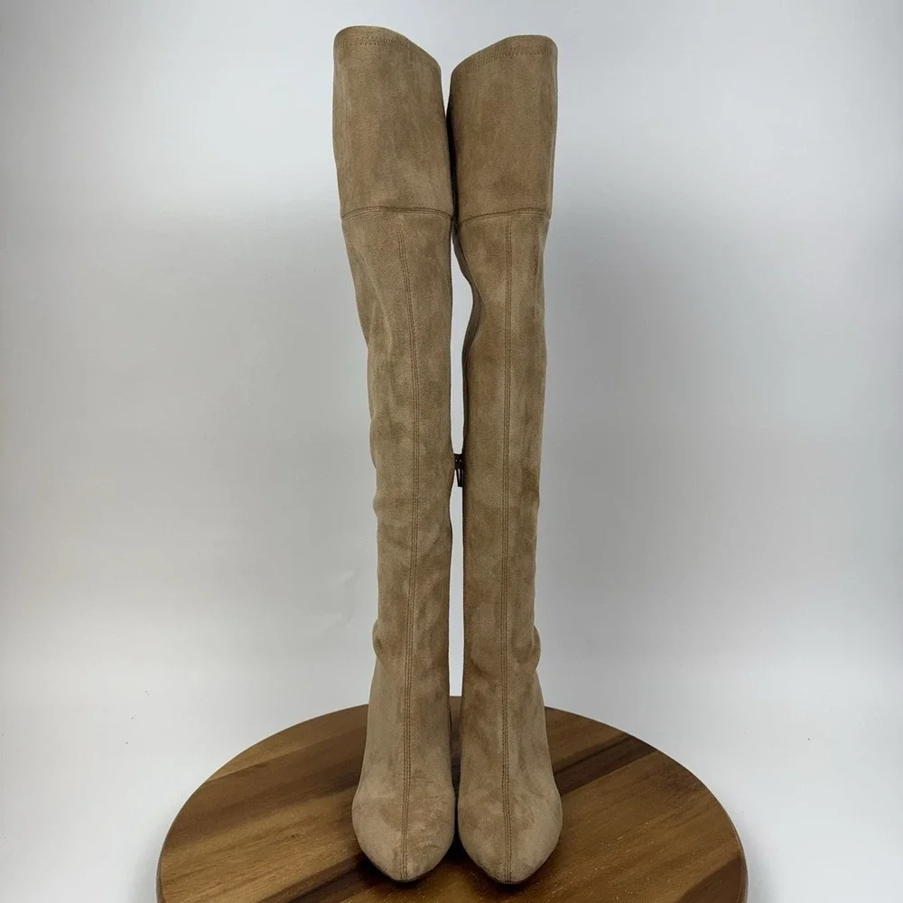 New Womens Jeffrey Campbell Parisah Tan Faux Suede Over The Knee Boots Size 5 M